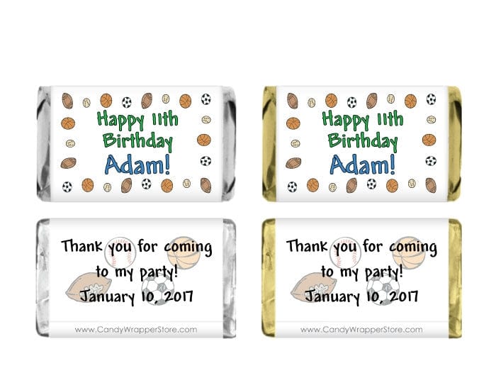 MINI328 Miniature Sports Birthday Candy Bar Wrappers Party Favors Candy Wrapper Store