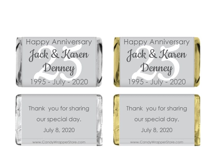 MINIANN102 - 25th Anniversary Miniature Candy Wrapper 25th Anniversary Miniature Candy Wrapper Miniature Size Wrapper ANN102