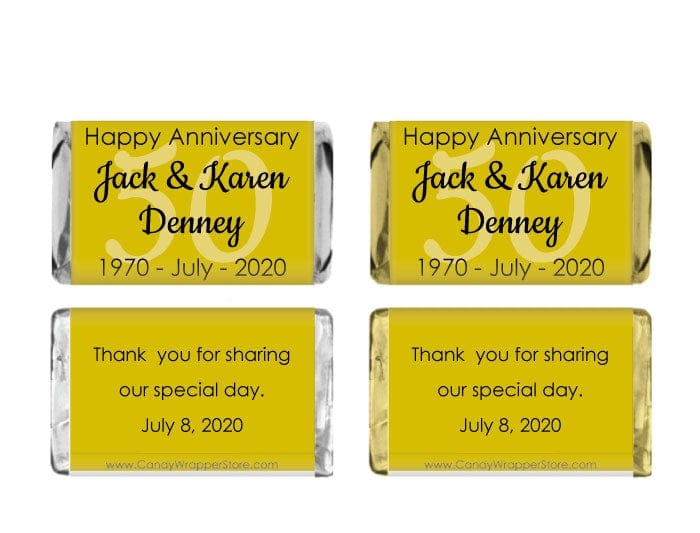 MINIANN103 - Miniature 50th Anniversary Candy Bar Wrapper Miniature 50th Anniversary Candy Bar Wrapper Party Favors ANN103