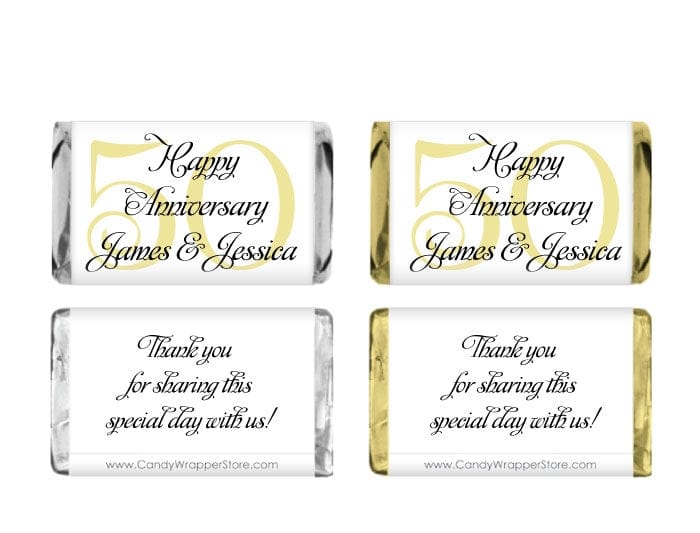 MINIANN105 - 50th Anniversary Miniature Candy Bar Wrapper Anniversary Miniature Candy Bar Wrapper Party Favors ANN105