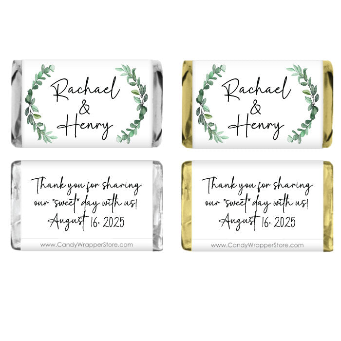 Miniature Botanical Bough Wedding Candy Bar Wrapper - MINIWA480 Miniature Size Wrappers WA480