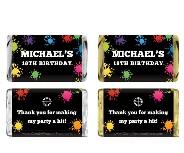 Miniature Paintball Birthday Candy Bar Wrapper Party Favors BD513