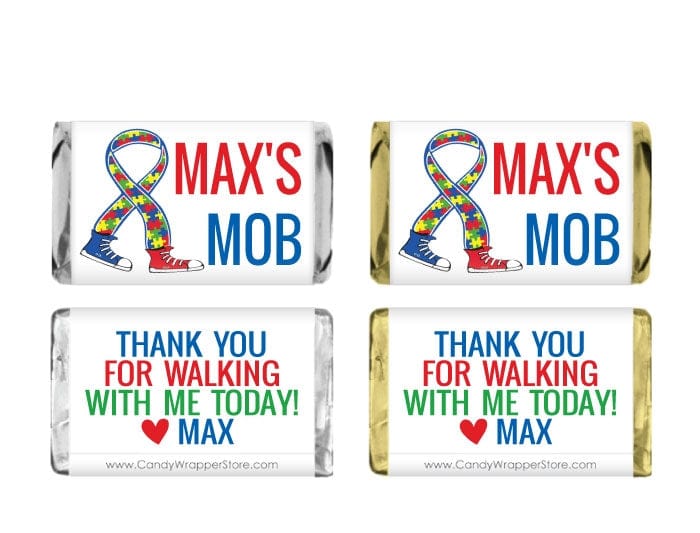 MINIAUT200 - Autism Awareness Walk Candy Bar Miniature Wrapper Autism Awareness Walk Candy Bar Miniature Wrapper Candy Wrappers AUT200