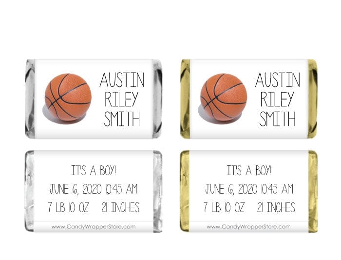 MINIBAB204 - Miniature Baby Boy Basketball Candy Bar Wrappers Miniature Boy Birth Announcement Candy Bar Wrappers Baby & Toddler BAB204