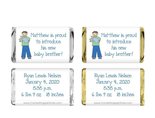MINIBAB209 - Miniature Baby Boy Big Brother Wrappers Miniature Boy Birth Announcement Candy Bar Wrappers Baby & Toddler BAB209