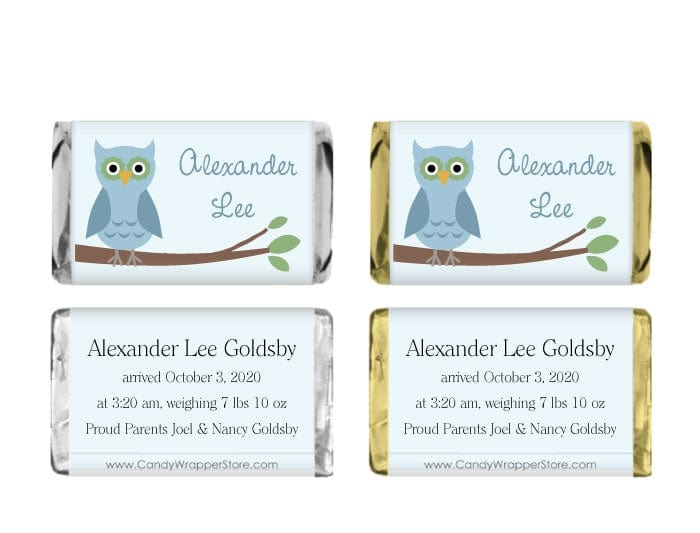 MINIBAB240 - Miniature Baby Boy Owl Candy Bar Wrappers Miniature Baby Boy Owl Candy Bar Wrappers Baby & Toddler BAB240