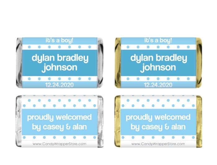 MINIBAB245DCH - Miniature Thick Stripes Birth Announcement Candy Bar Wrapper Miniature Thick Stripes Birth Announcement Candy Bar Wrapper Birth Announcement BAB245