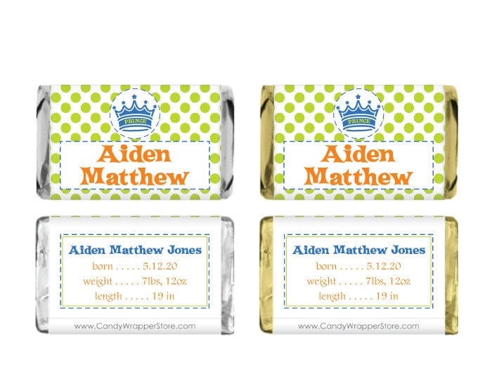 MINIBAB248DCH - Miniature Little Prince Birth Announcement Candy Bar Wrapper Miniature Little Prince Birth Announcement Candy Bar Wrapper Birth Announcement BAB248