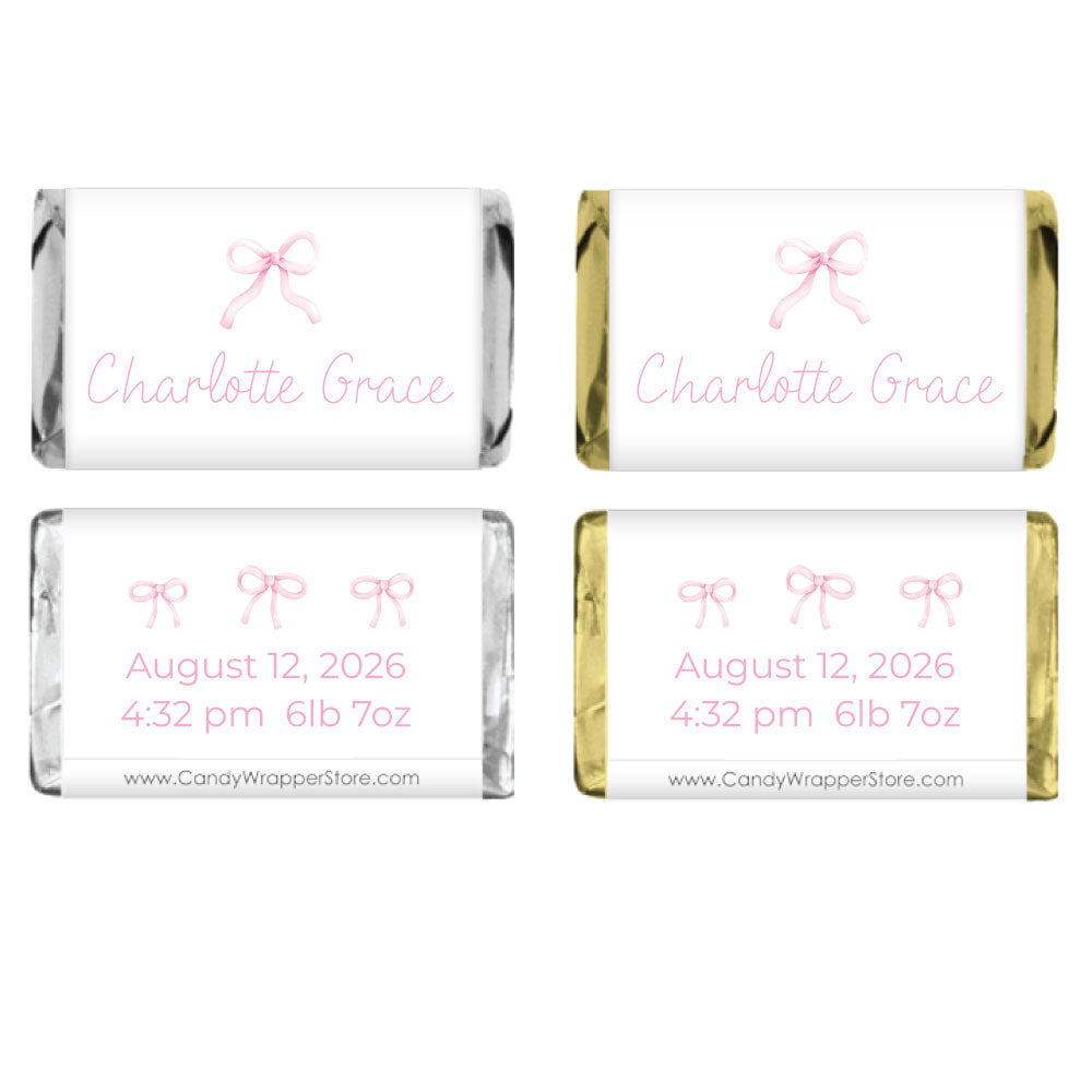 MINIBAG201 - Its a Girl Border Birth Announcement Miniature Wrapper Miniature Girl Birth Announcement Candy Bar Wrappers Birth Announcement BAG201