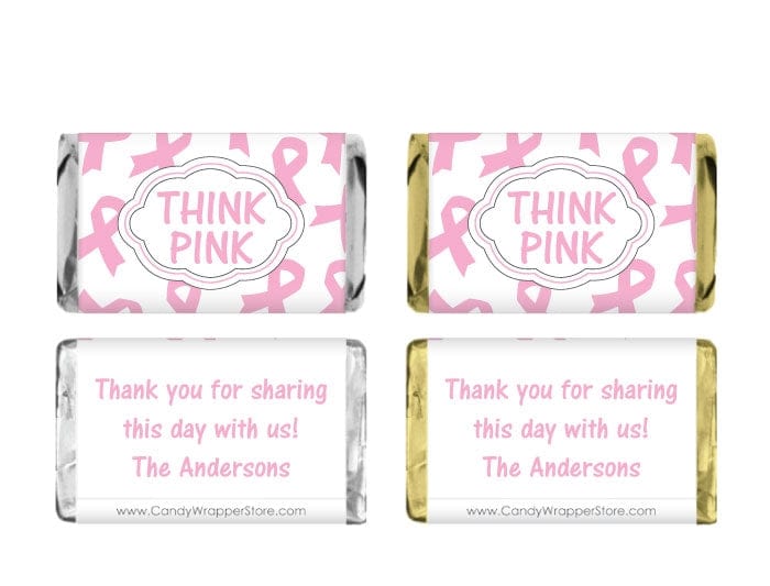 MINIBCA202WHITE - Breast Cancer Ribbon White Background Candy Miniature Wrapper Breast Cancer Ribbon White Background Candy Miniature Wrapper Candy Wrappers BCA202