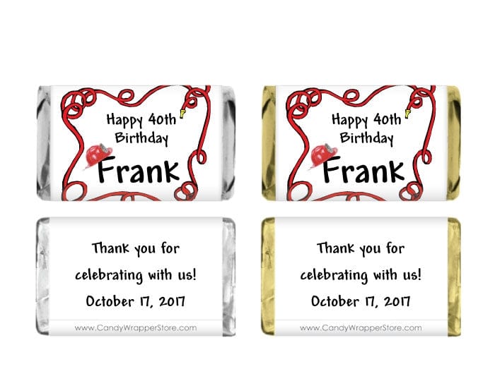 MINIBD210 - Miniature Fireman Birthday Candy Bar Wrappers Miniature Fireman Birthday Candy Bar Wrappers Party Favors Candy Wrapper Store