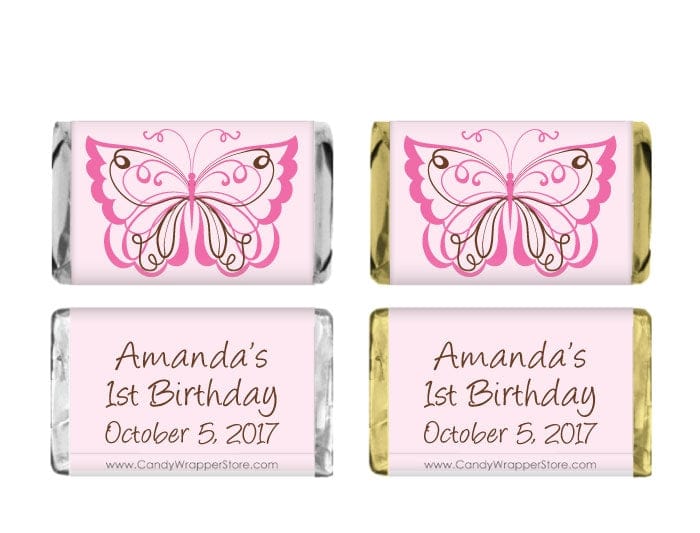 MINIBD219 - Miniature Birthday Swirl Butterfly Candy Bar Wrappers Miniature Birthday Swirl Butterfly Candy Bar Wrappers Party Favors BD219