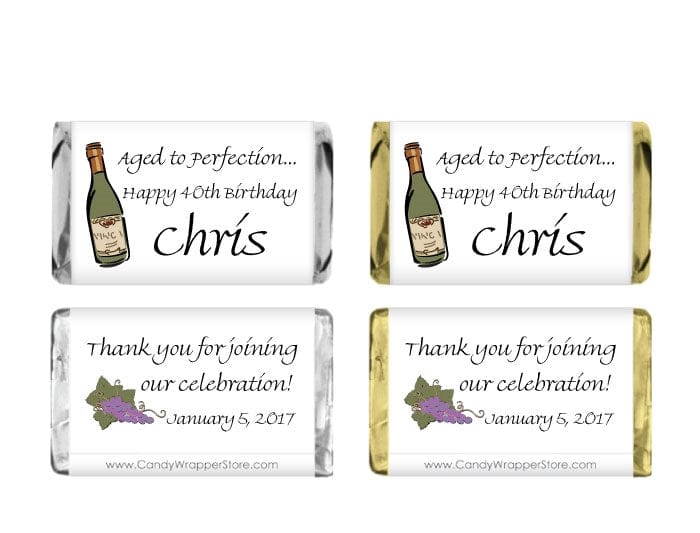 MINIBD227 - Aged to Perfection Miniature Birthday Wrapper Aged to Perfection Miniature Hershey's Candy Birthday Wrapper Party Favors BD227