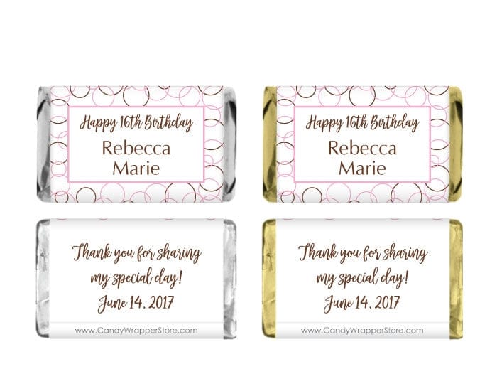 MINIBD247 - Simple Circles Miniature Birthday Candy Bar Wrappers Simple Circles Miniature Birthday Candy Bar Wrappers Party Favors BD247