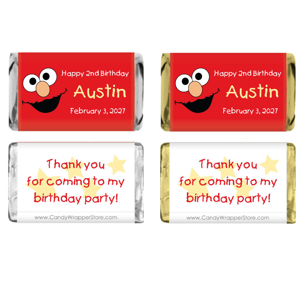 MINIBD276 - Elmo Miniature Birthday Candy Bar Wrappers Elmo Miniature Birthday Candy Bar Wrappers Party Favors BD276