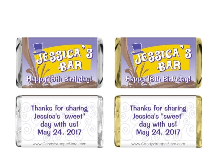 MINIBD284 - Miniature Wonka Birthday Candy Bar Wrapper Miniature Wonka Birthday Candy Bar Wrapper Party Favors BD284