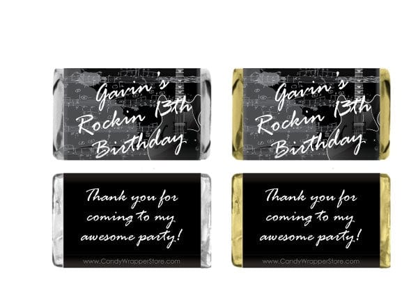 MINIBD297 - Miniature Birthday Rockin Guitar Candy Bar Wrappers Birthday Rockin Guitar Candy Bar Wrappers Party Favors BD297