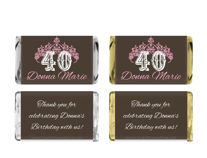 MINIBD302 - Birthday Crown Miniature Candy Bar Wrapper Birthday Crown Miniature Candy Bar Wrapper Party Favors BD302