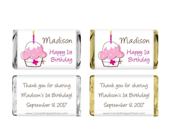 MINIBD322 - Cupcake Scribble Birthday Miniature Candy Bar Wrapper Cupcake Scribble Birthday Miniature Hersheys Candy Bar Wrapper Party Favors BD322