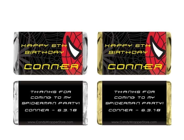 MINIBD325 - Miniature Birthday Spiderman Theme Candy Bar Wrapper Miniature Birthday Spiderman Theme Candy Bar Wrapper Party Favors BD325