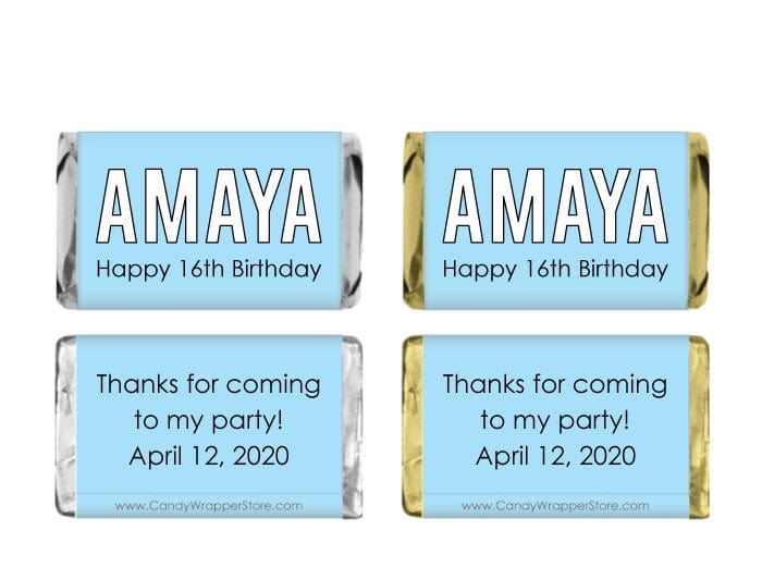 MINIBD330 - Miniature 'Your Name Here' Birthday Candy Bar Wrapper Miniature 'Your Name Here' Birthday Candy Bar Wrapper Party Favors BD330