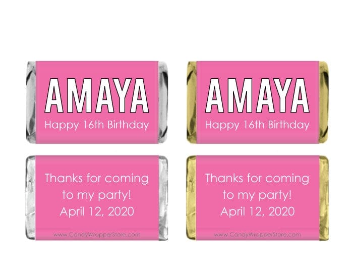 MINIBD330 - Miniature 'Your Name Here' Birthday Candy Bar Wrapper Miniature 'Your Name Here' Birthday Candy Bar Wrapper Party Favors BD330