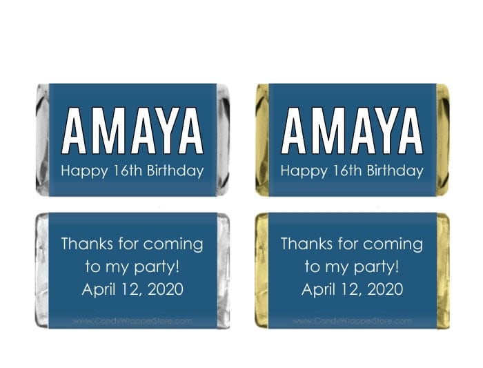 MINIBD330 - Miniature 'Your Name Here' Birthday Candy Bar Wrapper Miniature 'Your Name Here' Birthday Candy Bar Wrapper Party Favors BD330