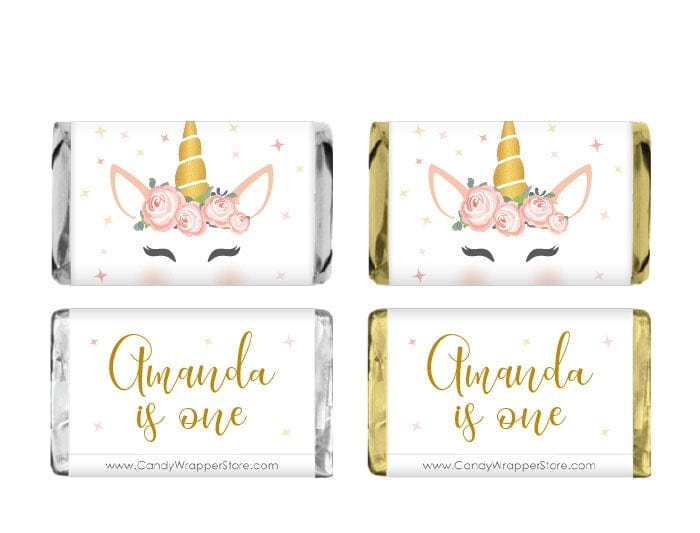 MINIBD332 - Miniature Magical Unicorn Birthday Candy Bar Wrapper Miniature Magical Unicorn Birthday Candy Bar Wrapper Party Favors BD332