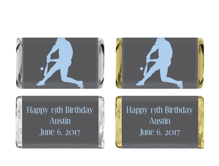 MINIBD350 - Baseball Miniature Birthday Candy Bar Wrapper Baseball Miniature Hersheys Birthday Candy Bar Wrapper Party Favors BD350