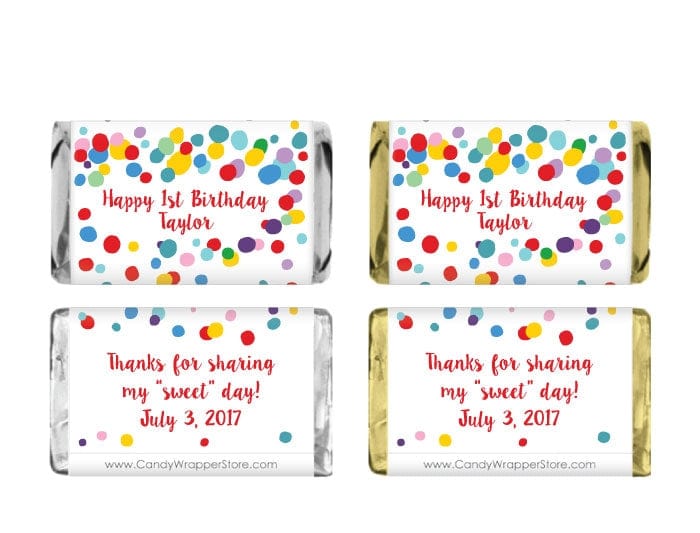 MINIBD368 - Miniature Bold Modern Dots Birthday Candy Bar Wrappers Miniature Bold Modern Dots Birthday Candy Bar Wrappers Party Favors BD368