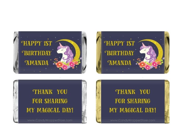 MINIBD432 - Miniature Unicorn Dreams Birthday Candy Bar Wrapper Miniature Unicorn Dreams Birthday Candy Bar Wrapper Party Favors BD432