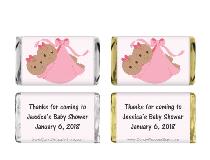 MINIBS101pink - Miniature Baby Shower Girl Twins Candy Bar Wrappers Miniature Baby Shower Girl Twins Miniature Hershey's Candy Bar Wrappers Baby & Toddler BS101
