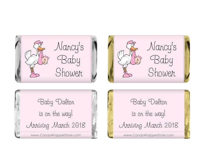 MINIBS203G - Miniature Girl Baby Shower Stork Candy Bar Wrappers Miniature Baby Shower Stork Candy Bar Wrappers Baby & Toddler BS203