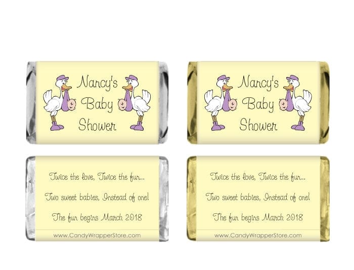 MINIBS203TWINS - Twins Stork Baby Shower Miniature Wrapper Twins Stork Baby Shower Miniature Wrapper Baby & Toddler BS203
