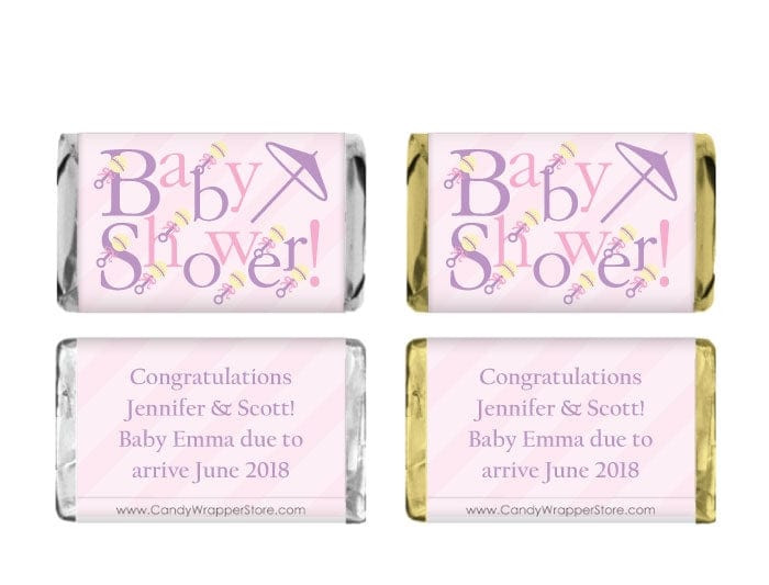 MINIBS204G - Miniature Pink Baby Shower Candy Bar Wrappers Miniature Pink Baby Shower Candy Bar Wrappers Baby & Toddler BS204