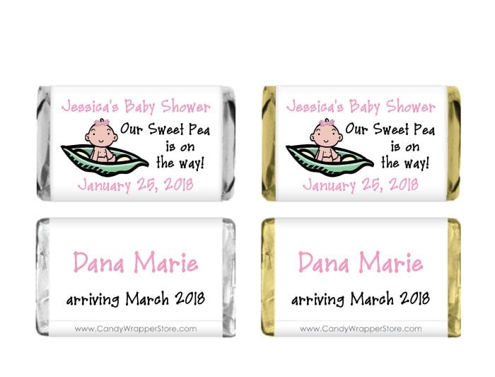 MINIBS227 - Miniature Girl Baby Shower Pea Pod Candy Bar Wrappers Miniature Girl Baby Shower Pea Pod Candy Bar Wrappers Baby & Toddler BS227