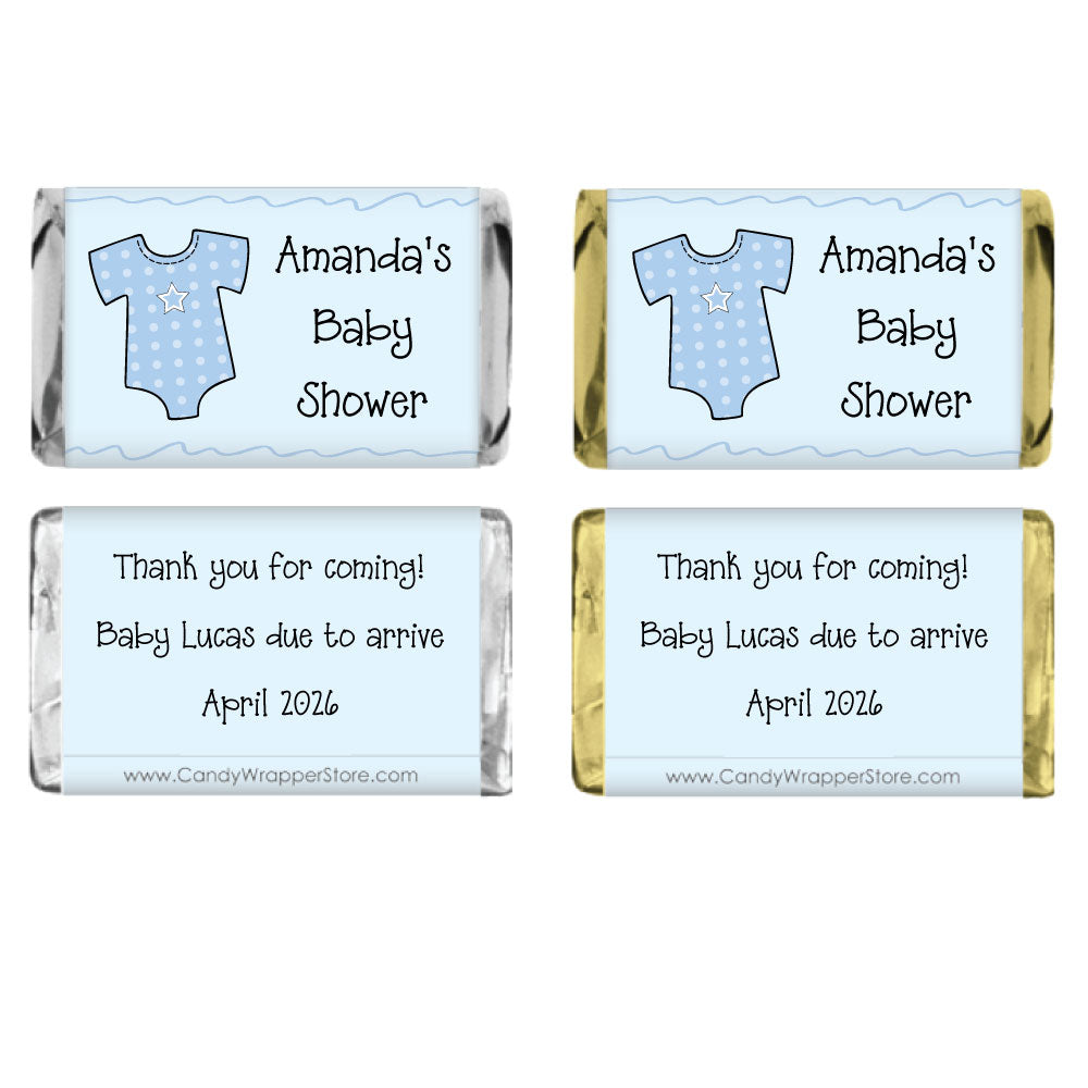 MINIBS230B - Miniature Baby Shower Blue Onesies Candy Bar Wrappers Miniature Baby Shower Blue Onesies Candy Bar Wrappers Baby & Toddler BS230