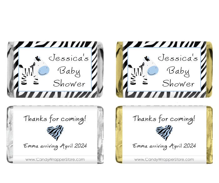 MINIBS239B - Miniature Baby Shower Blue Zebra Candy Bar Wrappers Miniature Baby Shower Blue Zebra Candy Bar Wrappers Baby & Toddler BS239