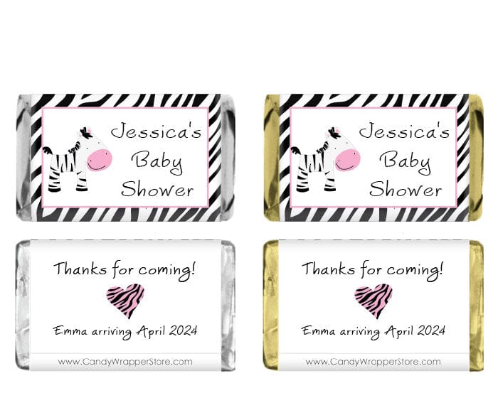 MINIBS239P - Miniature Baby Shower Zebra Candy Bar Wrappers Miniature Baby Shower Zebra Candy Bar Wrappers Baby & Toddler BS239