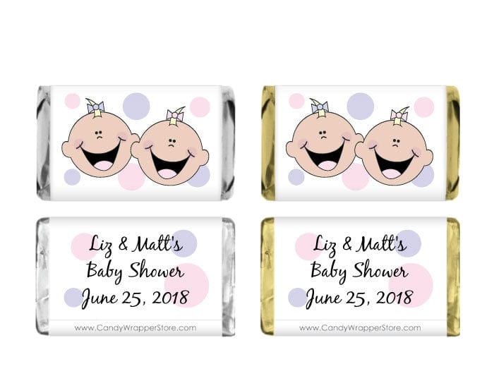 MINIBS240 - Miniature Baby Shower Twin Girls Baby Face Candy Bar Wrappers Miniature Baby Shower Twin Girls Baby Face Candy Bar Wrappers Baby & Toddler BS240