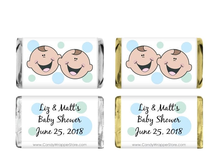 MINIBS241 - Miniature Baby Shower Twin Boys Baby Face Candy Bar Wrappers Miniature Baby Shower Twin Boys Baby Face Candy Bar Wrappers Baby & Toddler BS241