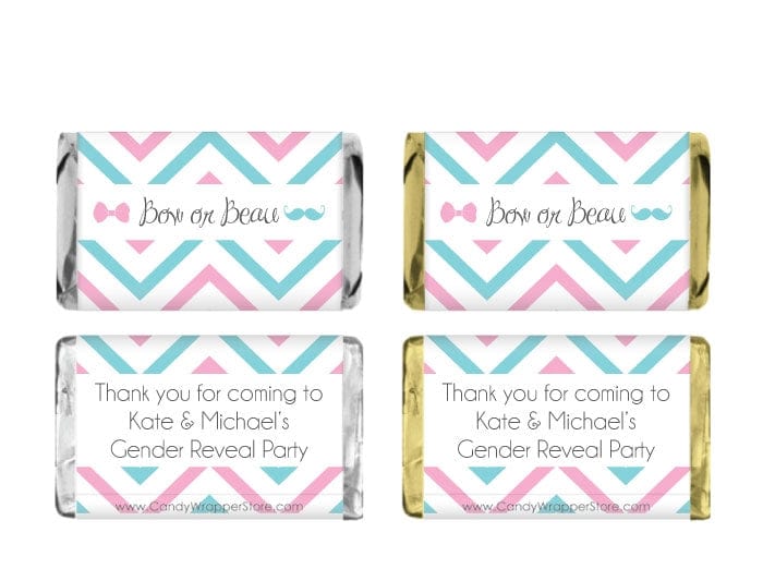 MINIBS266 - Miniature Bow or Beau Chevron Gender Reveal Candy Bar Wrappers Miniature Bow or Beau Chevron Gender Reveal Candy Bar Wrappers Baby & Toddler BS266