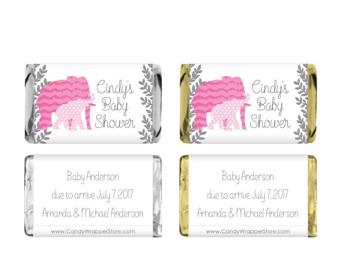 MINIBS271 - Miniature Elephant Love Baby Shower Candy Bar Wrappers Candy Bar Wrappers Miniature Elephant Love Baby Shower Candy Bar Wrappers Candy Bar Wrappers Party Favors BS271