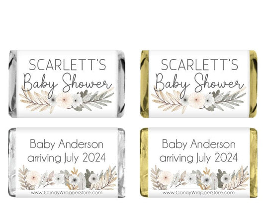 MINIBS278 - Miniature Rustic Floral Baby Shower Candy Bar Wrappers Miniature Rustic Floral Baby Shower Candy Bar Wrappers Party Favors BS278