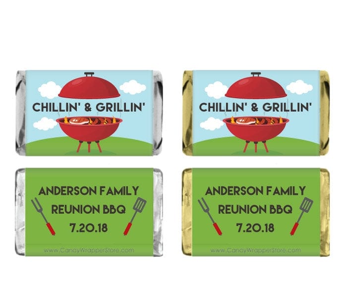MINIFAM204 - Miniature Chillin and Grillin Barbecue Candy Bar Wrapper Miniature Chillin and Grillin Barbecue Candy Bar Wrapper Party Favors FAM204