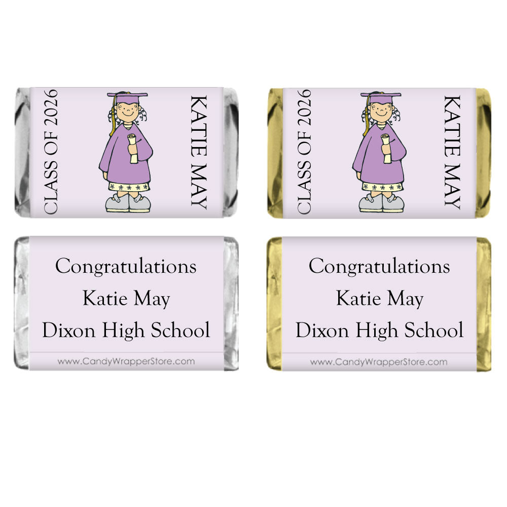 MINIGRAD202 - Graduation Girl Miniature Candy Wrapper Graduation Girl Miniature Candy Wrapper Party Favors GRAD202