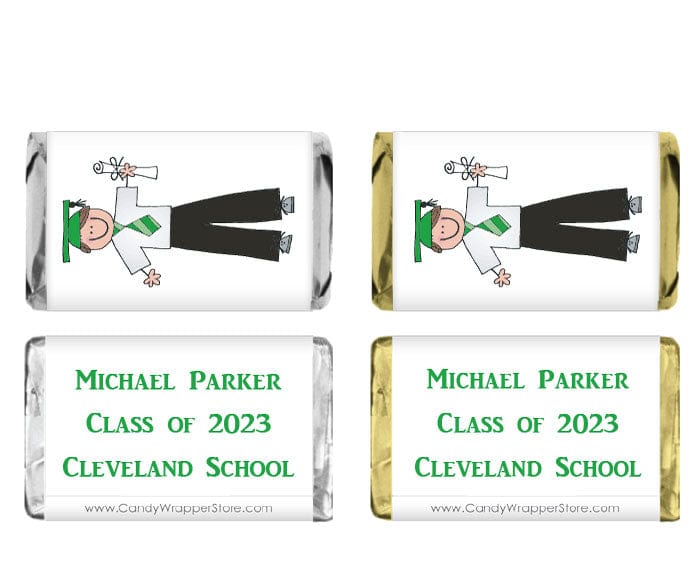 MINIGRAD203 - Graduation Stick Boy Miniature Candy Bar Wrapper Graduation Boy Miniature Candy Bar Wrapper Party Favors GRAD203