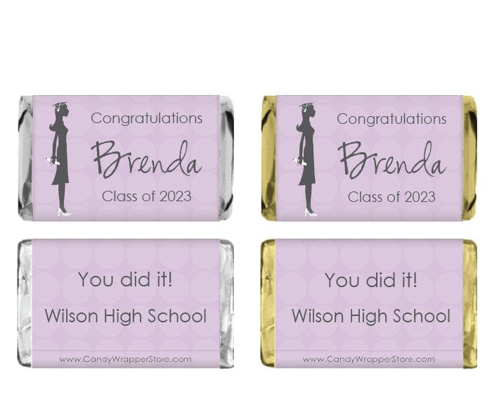 MINIGRAD213 - Miniature Graduation Girl Silhouette Candy Wrapper Miniature Graduation Girl Silhouette Candy Wrapper Party Favors GRAD213