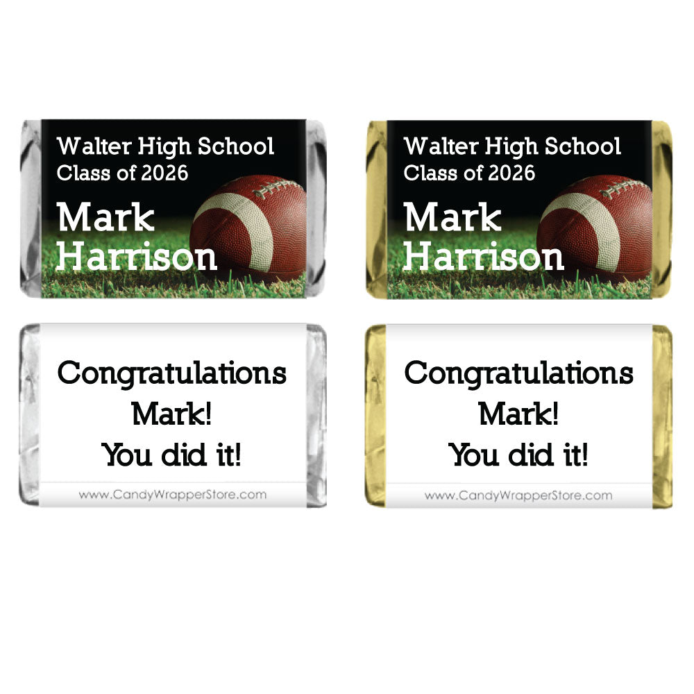 MINIGRAD215 - Miniature Graduation Football Wrapper Miniature Graduation Football Wrapper for Miniature Hershey's assorted chocolate bars Party Favors GRAD215