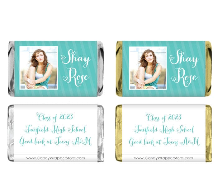 MINIGRAD224photo - Miniature Trendy Stripe Graduation Photo Wrapper Trendy Stripe Graduation Miniature Candy Bar Wrapper with Photo Party Favors GRAD224
